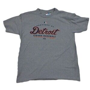 Detroit Tigers Size Large Shirt Gray MLB Authentic Collection Majestic